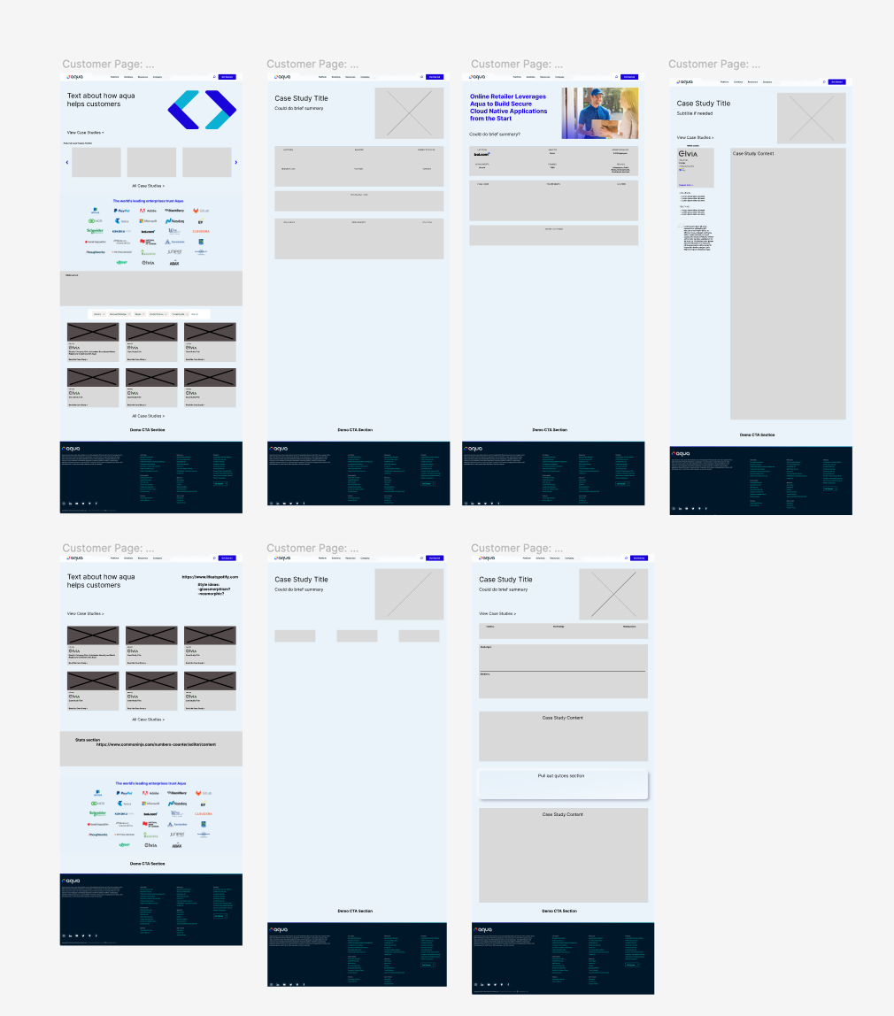 Low fidelity wireframe concepts