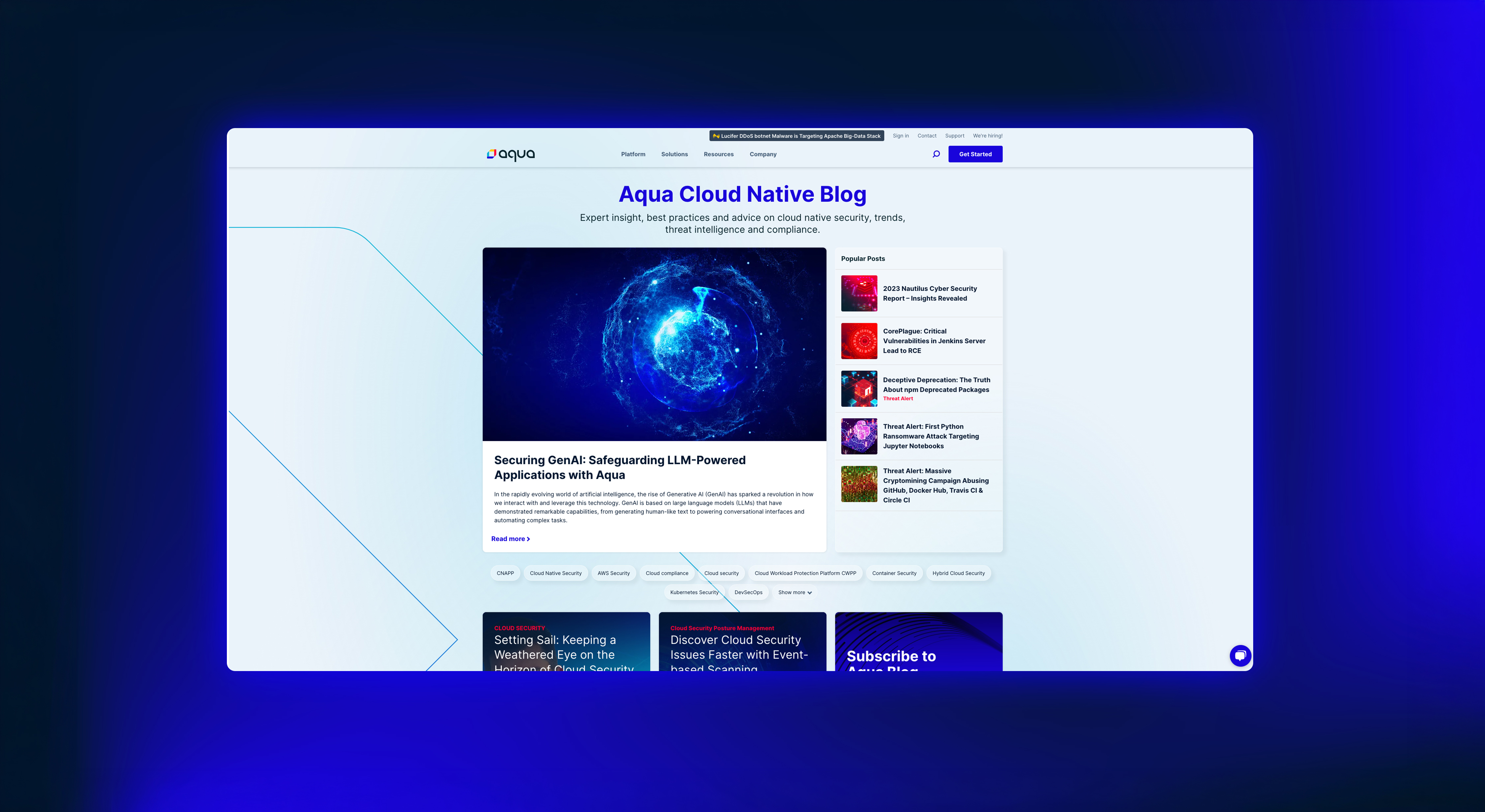 Aqua blog redesign on MacBook