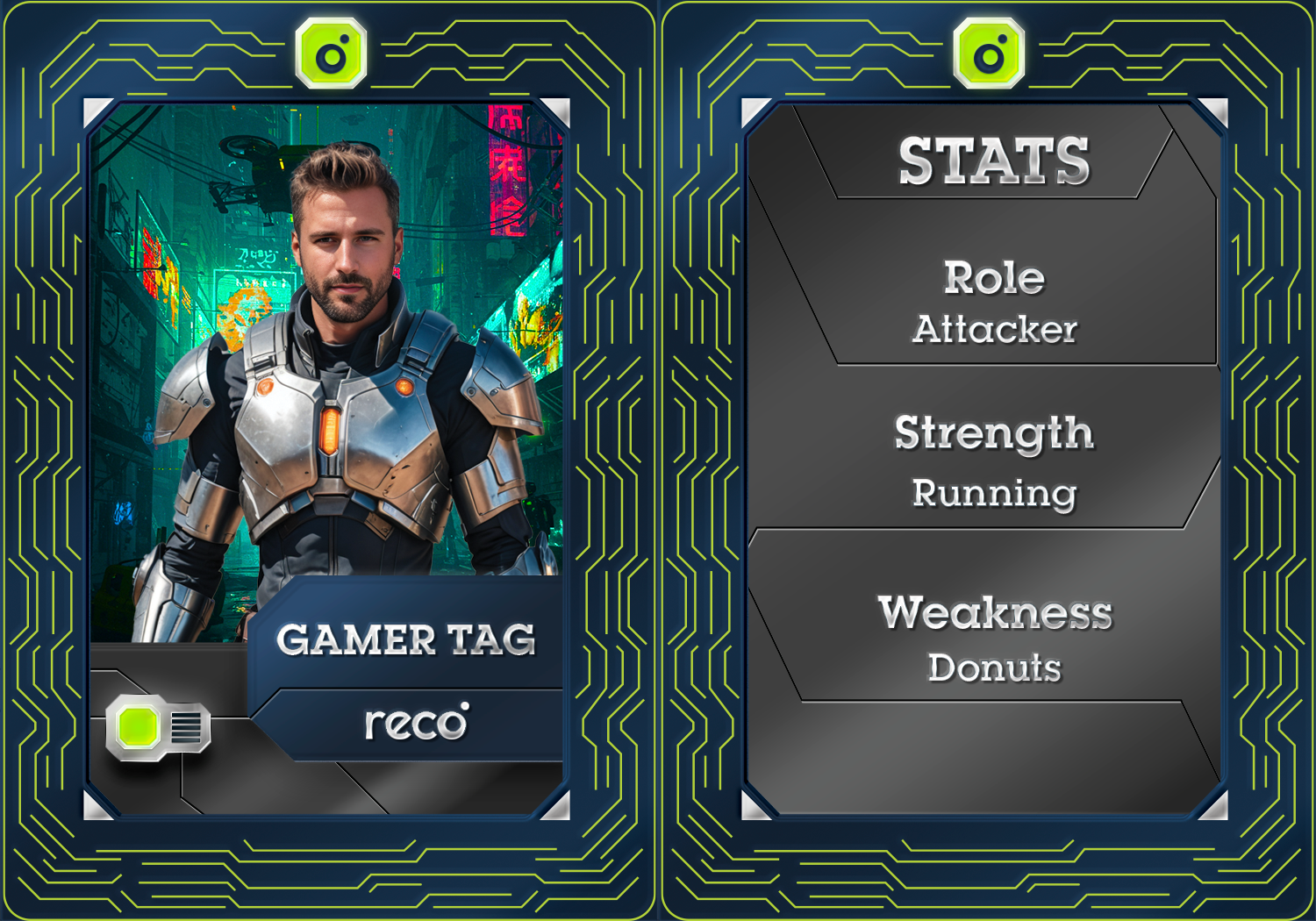 AI Sprawl trading card, gamer tag