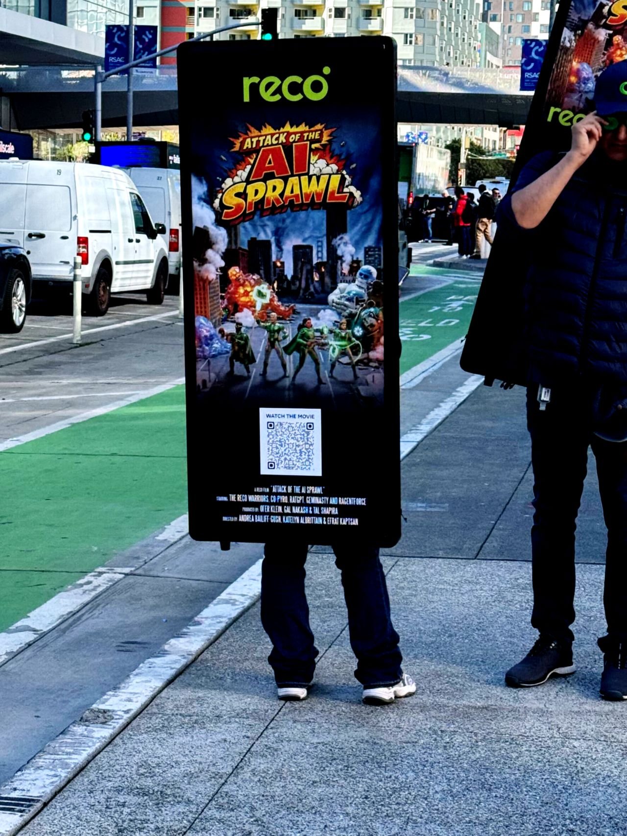 Walking billboard on the street