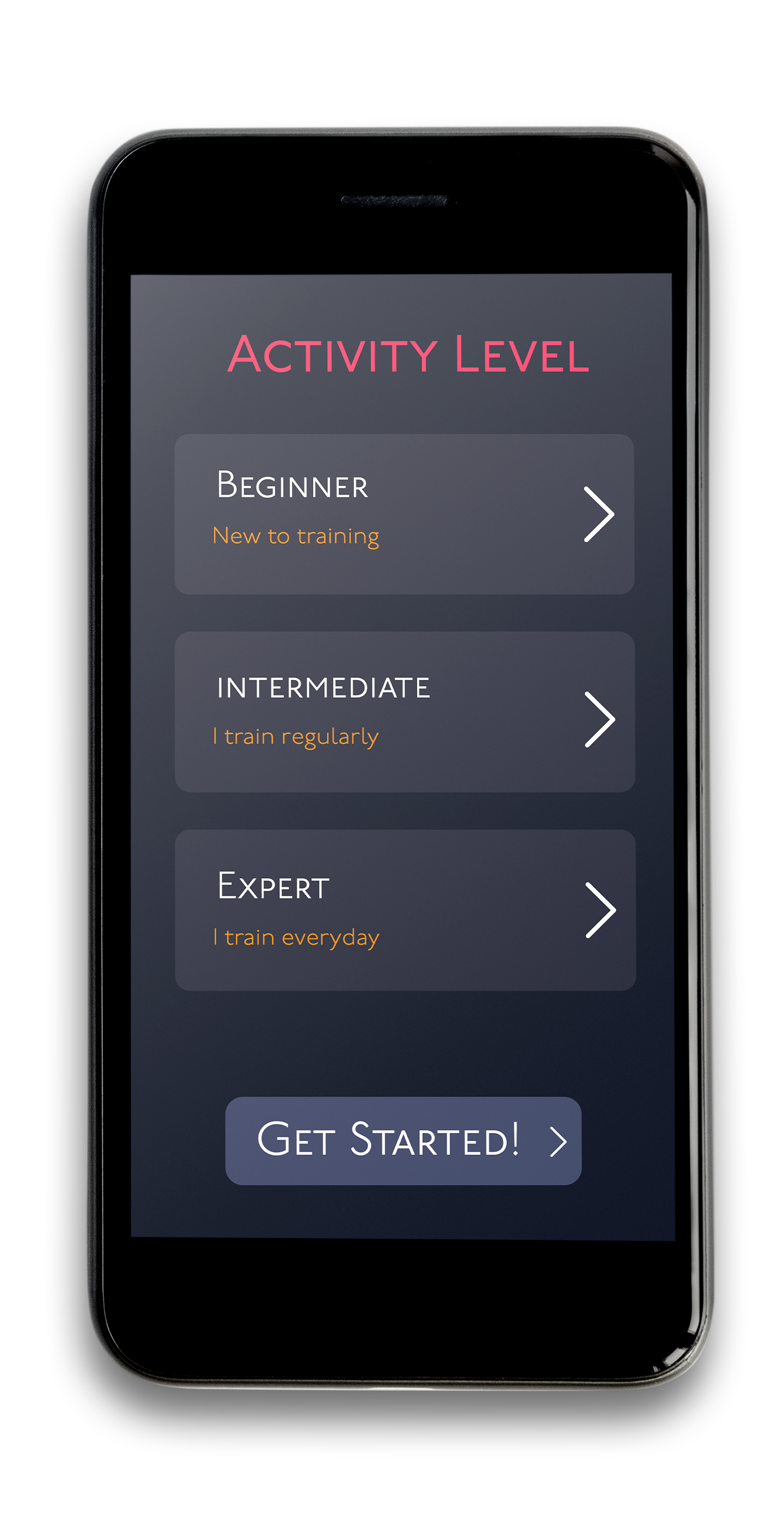 Activity level screen