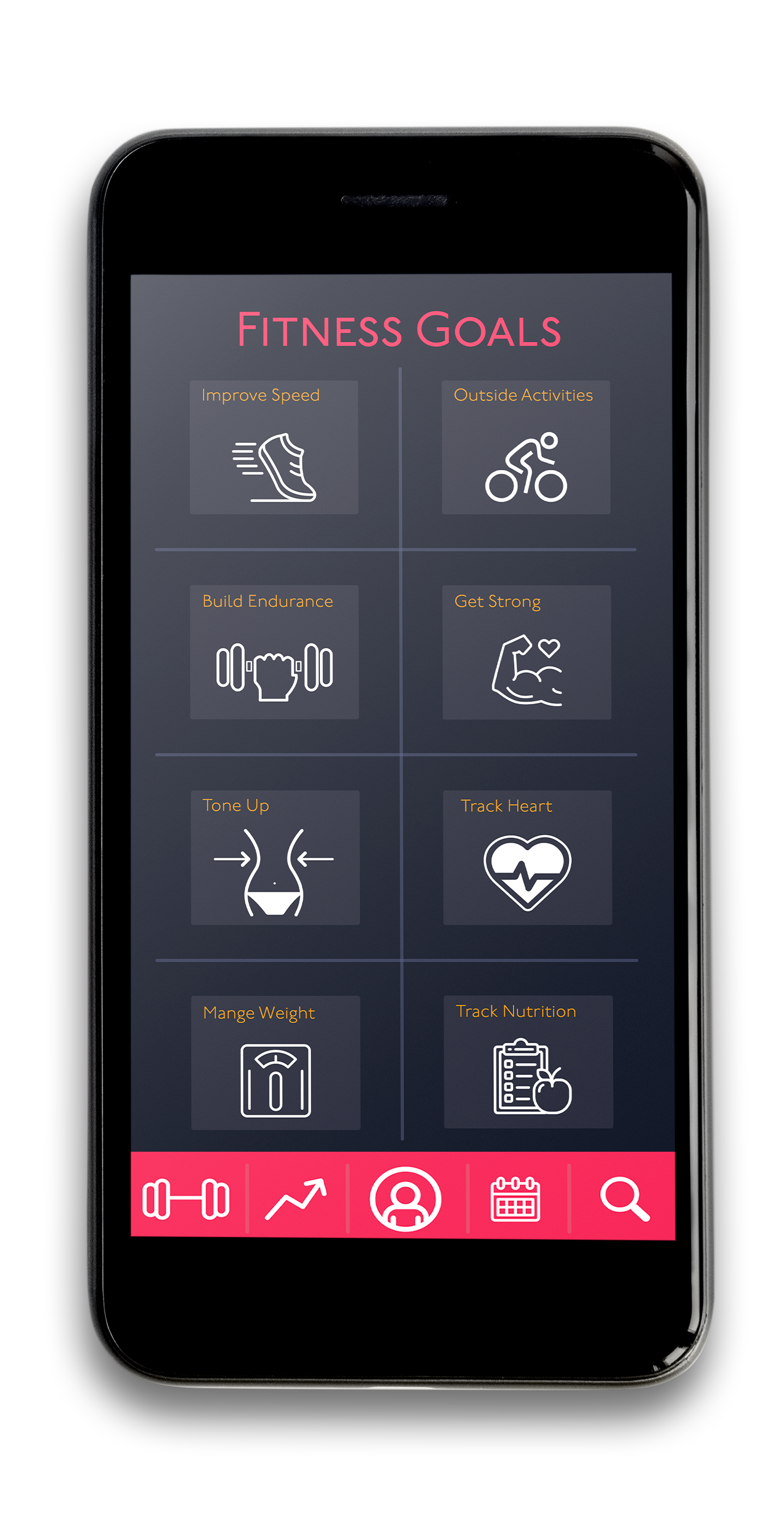 Fitness goals screen