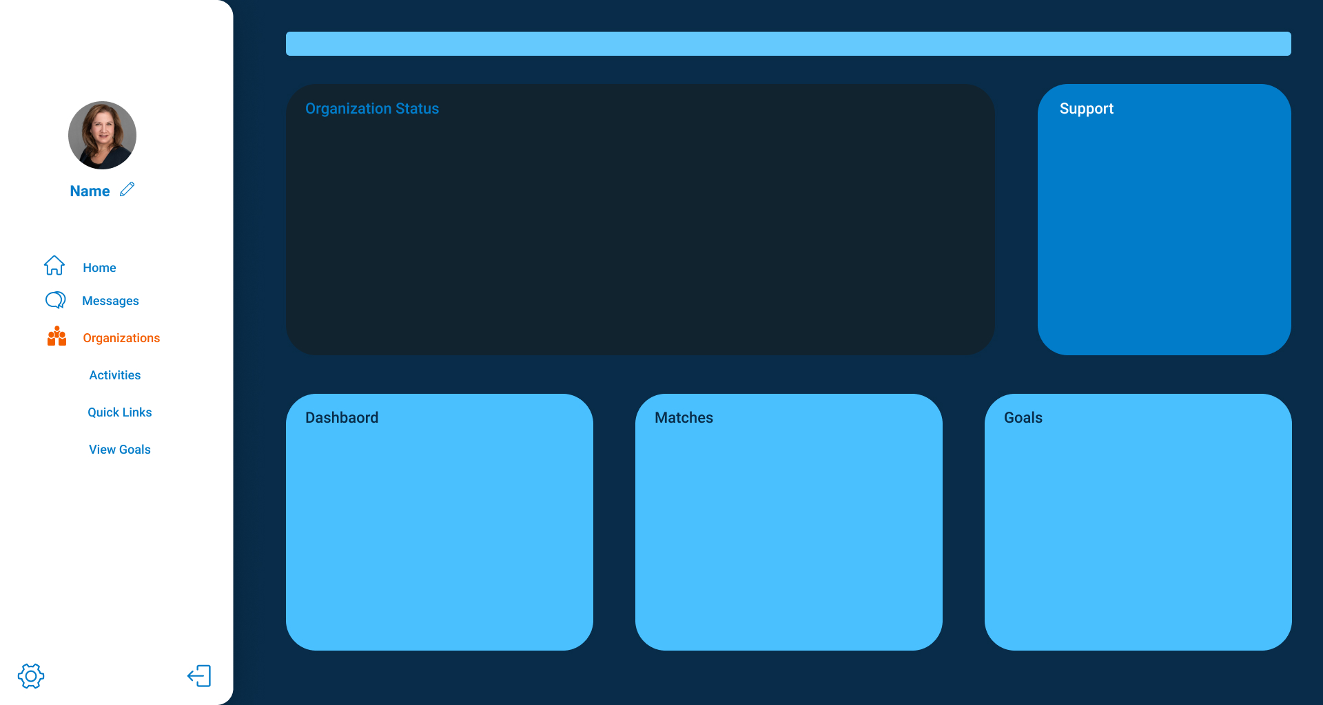 Lo-fi dashboard wireframe iteration 2