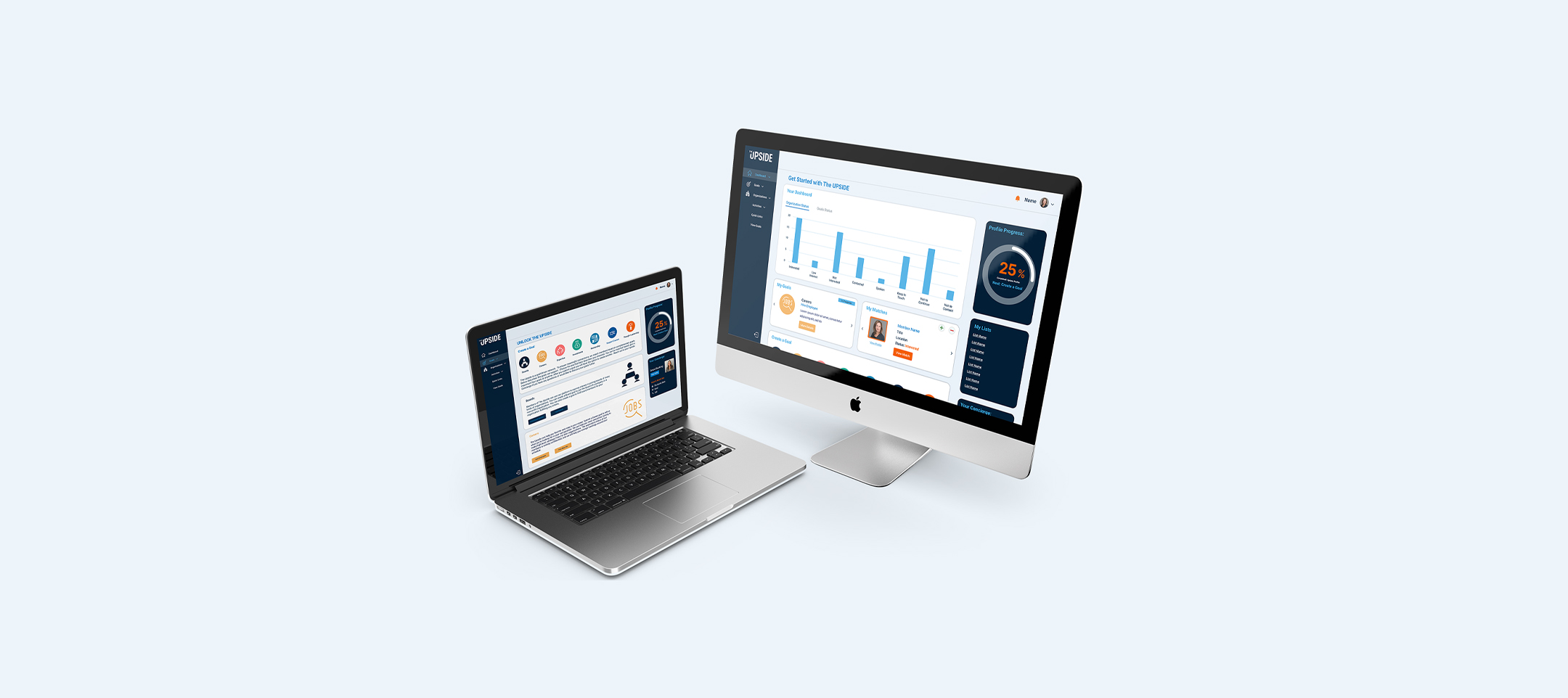 The Upside networking platform mockup