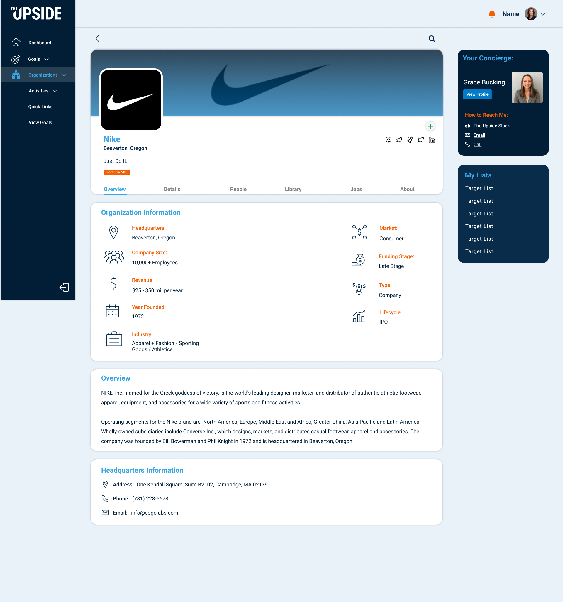 Company page