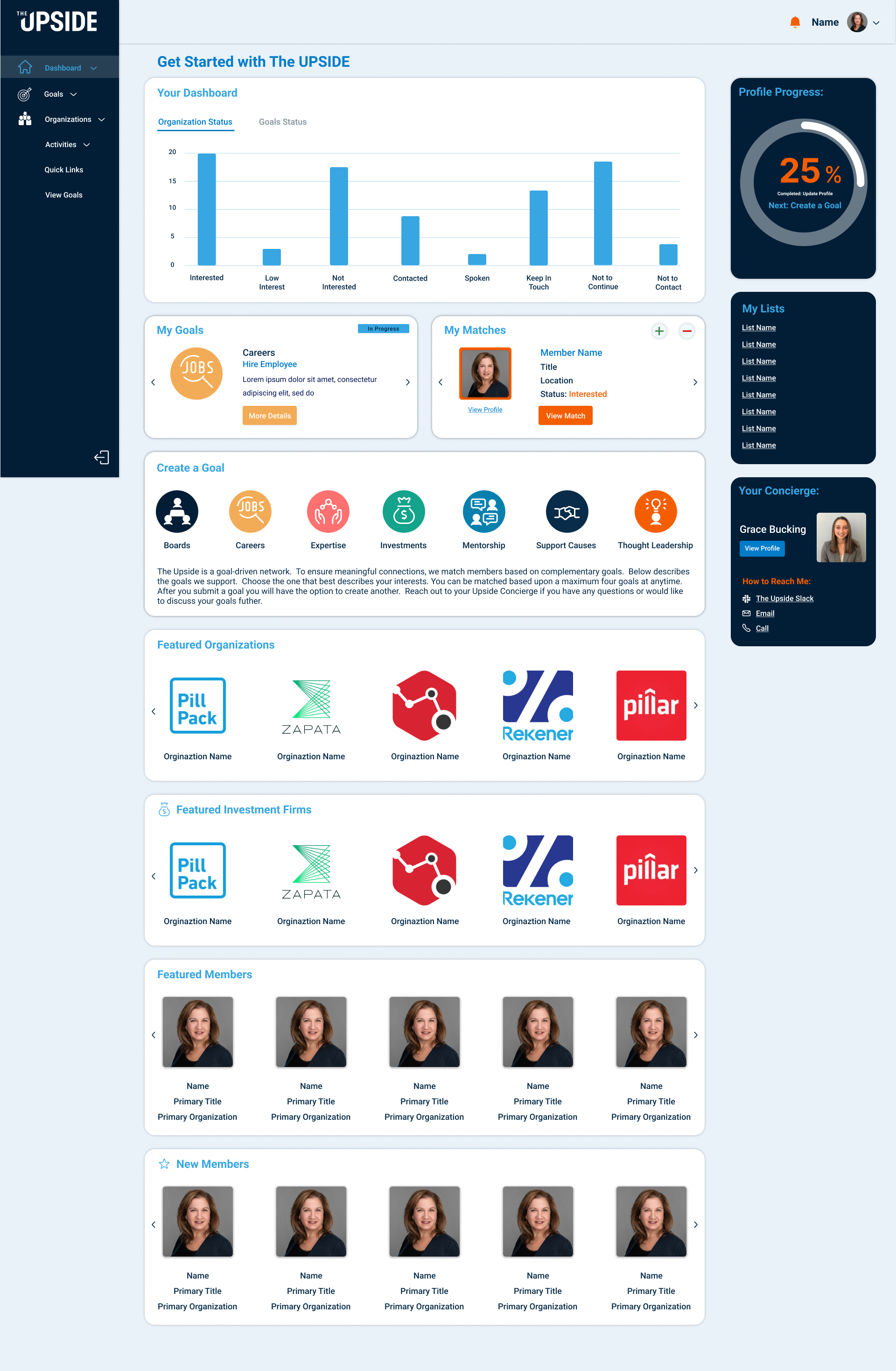 Home dashboard