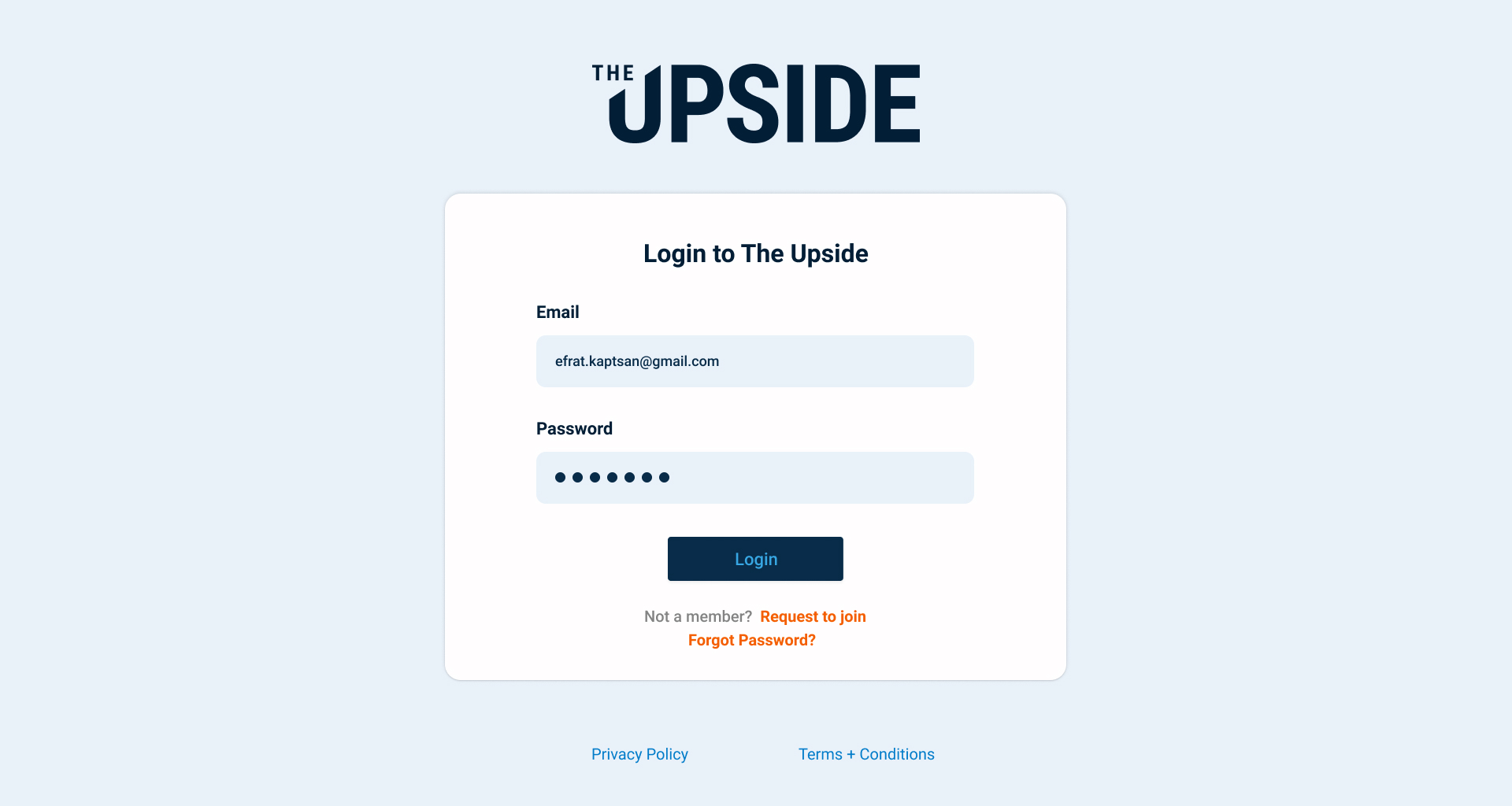 Login screen